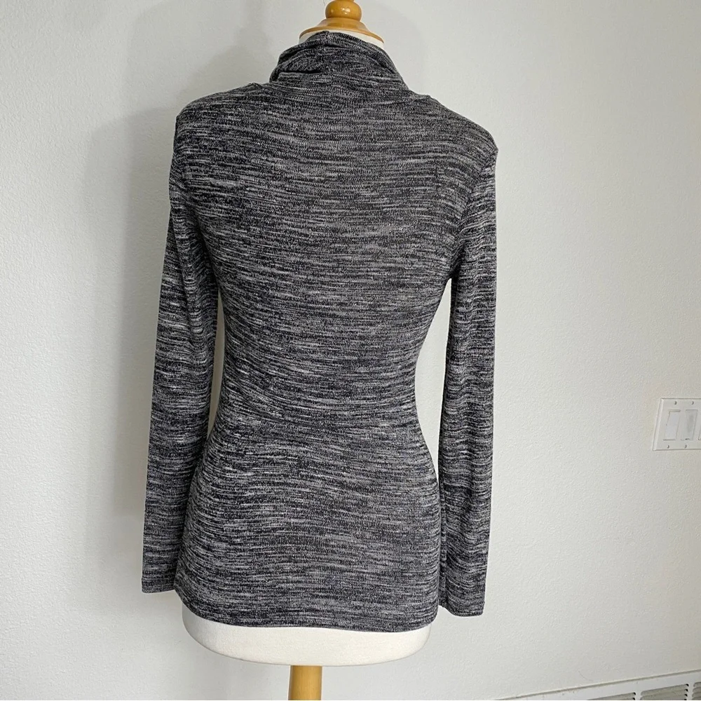 Anthropologie Pure + Good Gray Marbled Turtleneck Soft Stretch Knit Top Size M